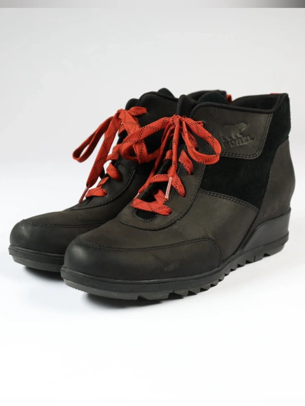 Sorel Women's Evie Sport Lace Wedge Boots Black Size 9